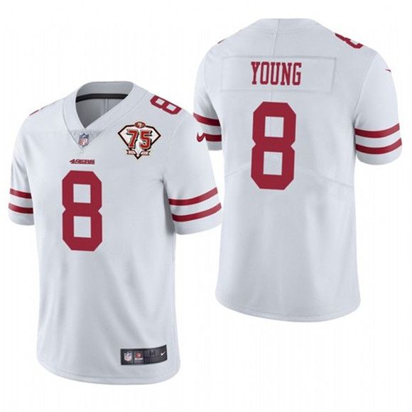 Men San Francisco 49ers #8 Steve Young Nike White 75th Anniversary Limited NFL Jersey